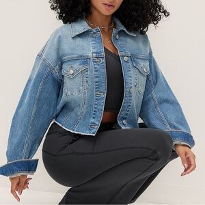 VICTORIA’S SECRET PINK DENIM FRAYED CUTOFF TRUCKER JACKET, SIZE XS, BNWOT